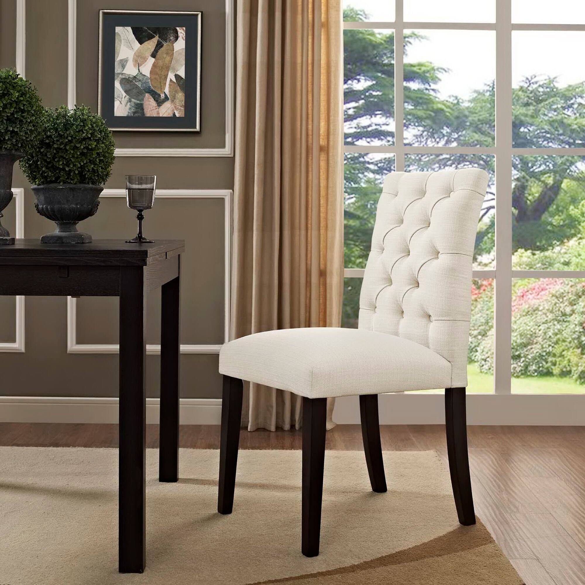 Back. Modway - Duchess Button Tufted Fabric Dining Chair by Modway - Brown.