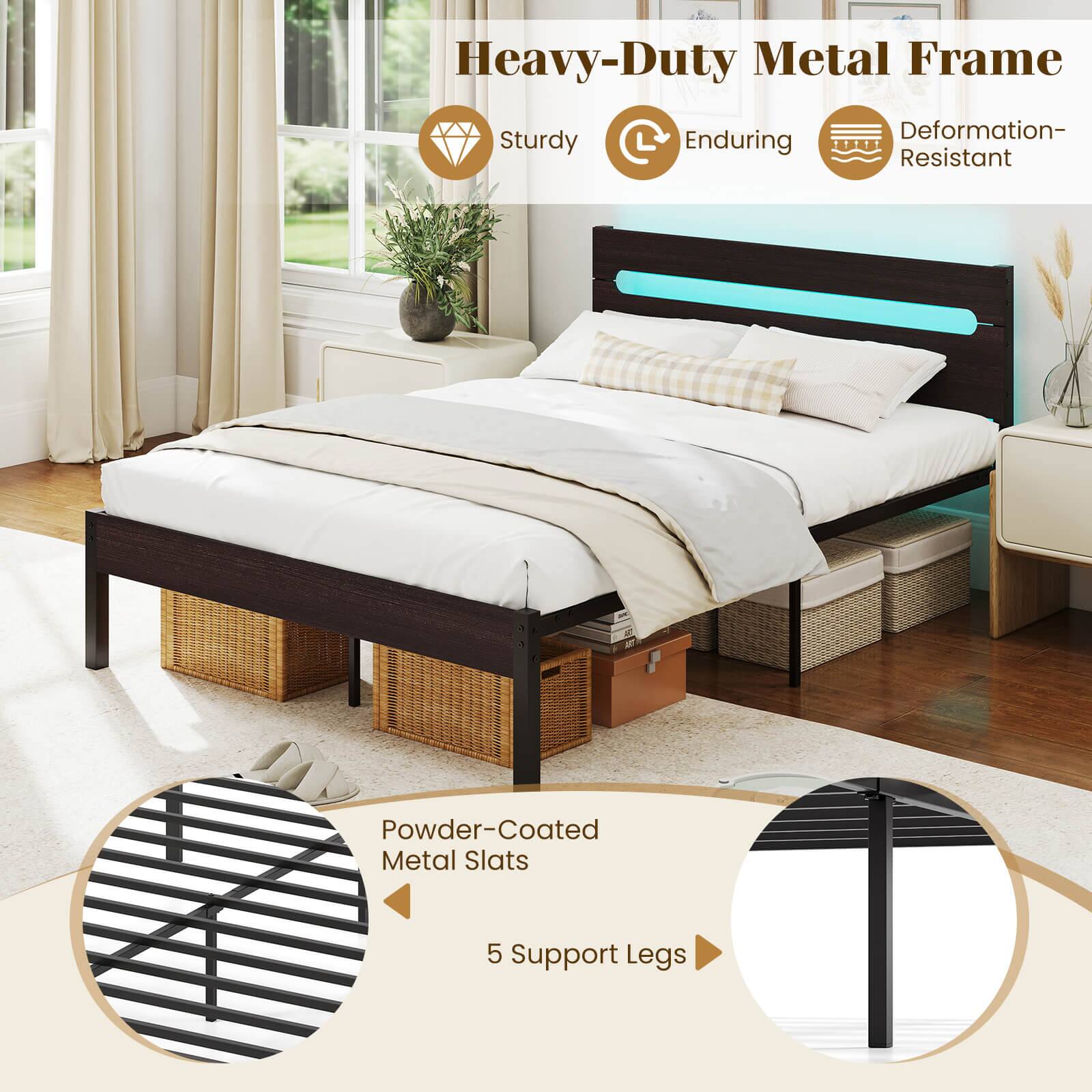 Heavy-Duty Metal Frame  
Sturdy  
Enduring  
Deformation-Resistant  

Powder-Coated Metal Slats  
5 Support Legs