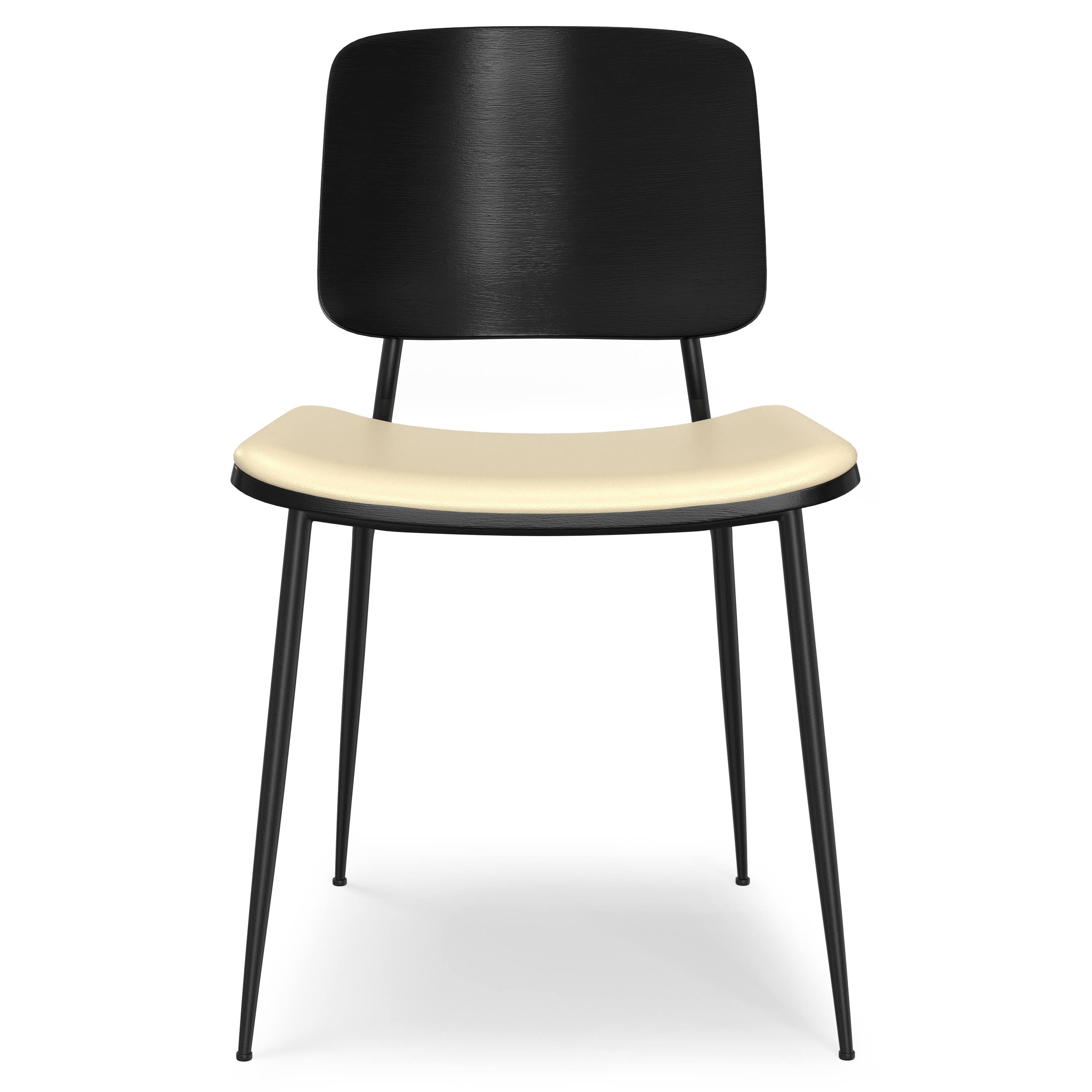 Left. Simpli Home - Hayley Dining Chair (Set of 2) in Cream Vegan Faux Leather - Cream.