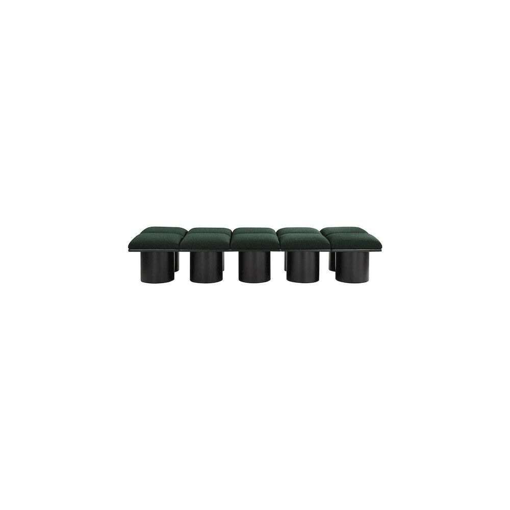 Angle. Meridian Furniture - Pavilion Green Boucle Fabric Bench - Green Boucle Fabric.