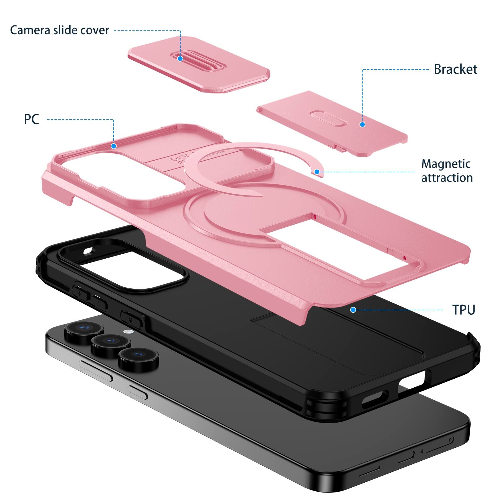 Camera slide cover  
Bracket  
PC  
Magnetic attraction  
TPU