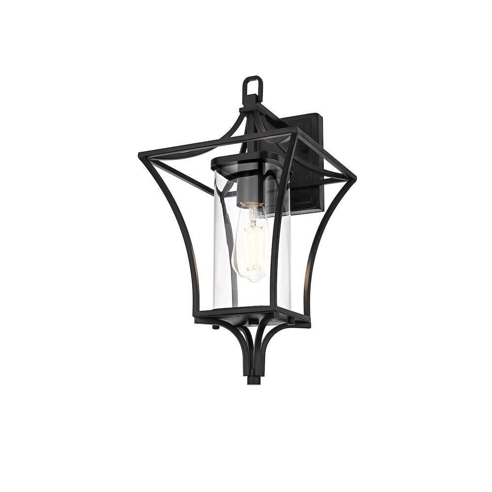 Left. Elegant Lighting - Belgrade 9.5 Inch Outdoor Wall Sconce In Black - Black.