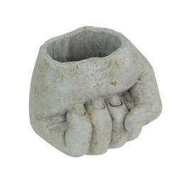 Mayrich Company - 7 Inch Diameter Fist Bump Hand Concrete Plant Pot Planter / Candle Holder - Gray