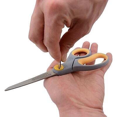 Alt View 1. Westcott - Titanium Bonded 8" Titanium Heavy Duty General Purpose Scissor, Pointed Tip - Gray/Yellow.