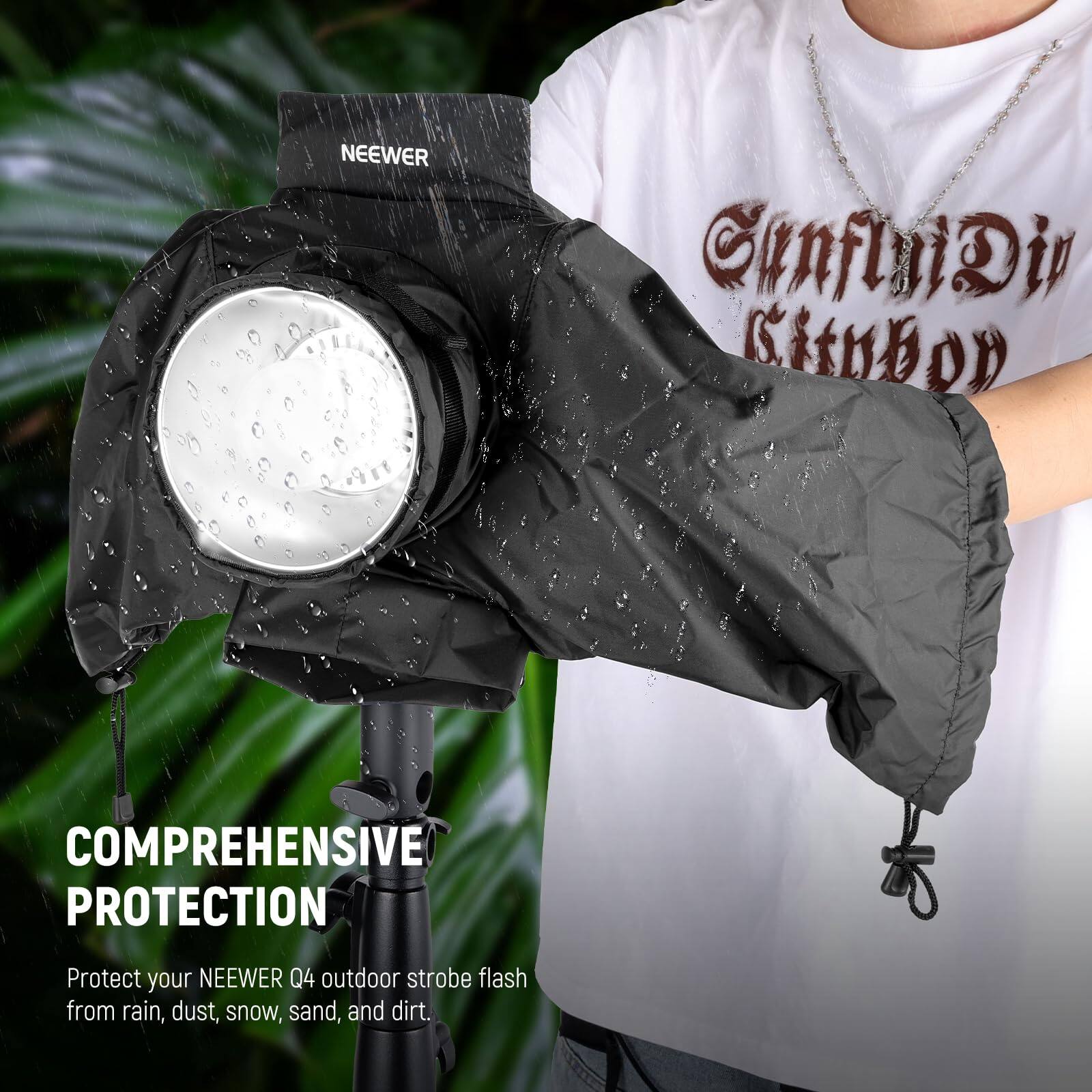 NEEWER SanflyDir KbO COMPREHENSIVE PROTECTION Protect your NEEWER Q4 outdoor strobe flash from rain, dust, snow, sand, and dirt.