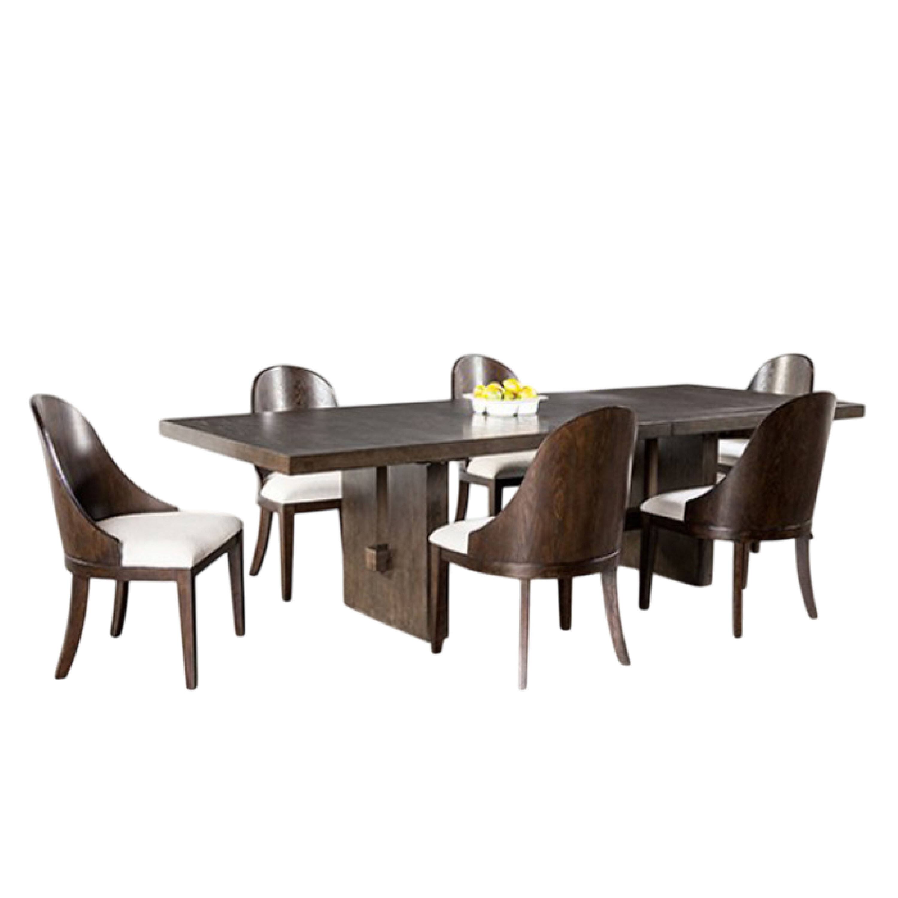 Alt View 1. Manhattan Lane - Mordy 7pc Dining Table Set, 72-90 Inch Expandable Leaf, 6 Chairs - Dark Walnut Brown, Off-White.