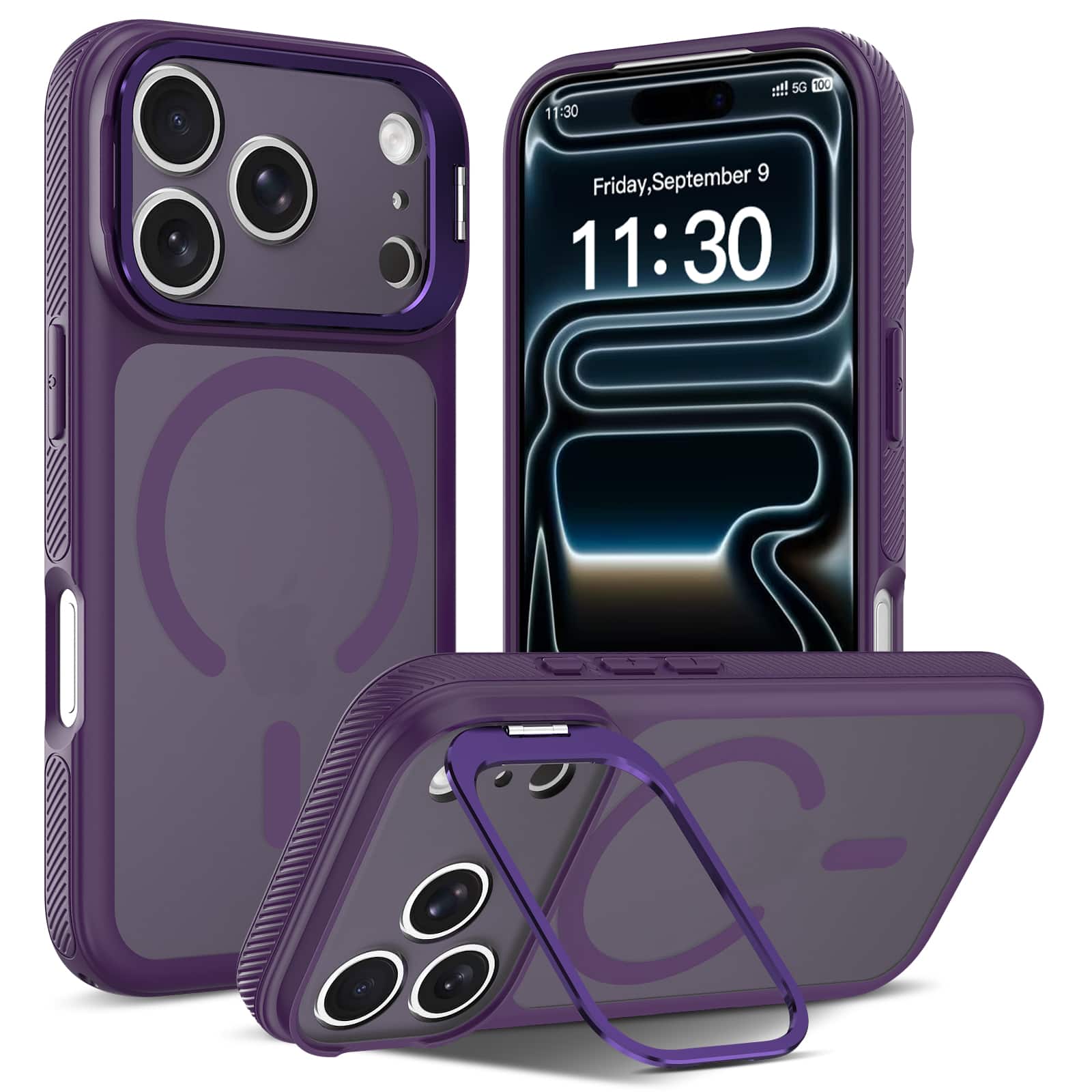 Dteck - Magnetic Case for iPhone 17 Pro, Compatible with MagSafe, Matte Translucent Back Cover with Kickstand - Purple price history on PriceWatchPro