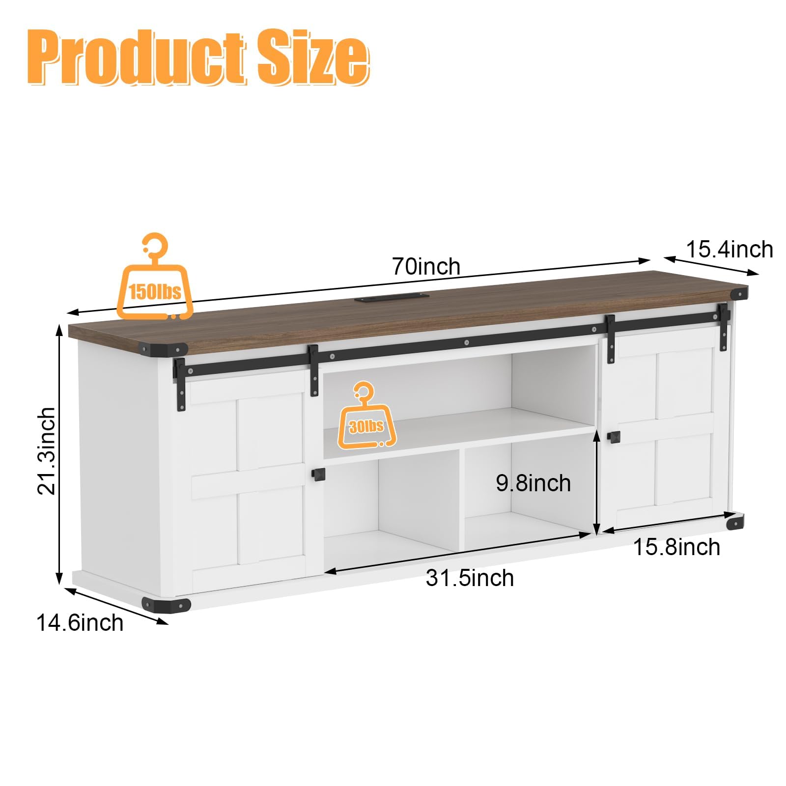 Product Size

- 150lbs
- 70inch
- 15.4inch
- 21.3inch
- 30lbs
- 9.8inch
- 31.5inch
- 15.8inch
- 14.6inch