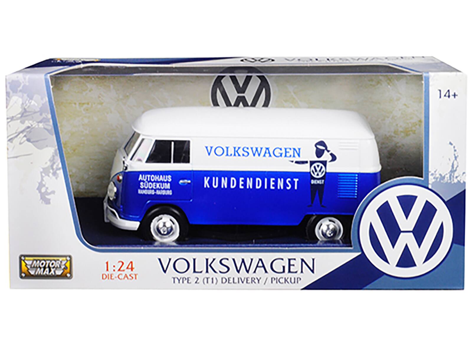 KXA 14+ VOLKSWAGEN MOTOR MAX AUTOHAUS DENET SODEKUM KUNDENDIENST SOUS-BOURS 1:24 VOLKSWAGEN DIE-CAST TYPE 2 (T1) DELIVERY / PICKUP