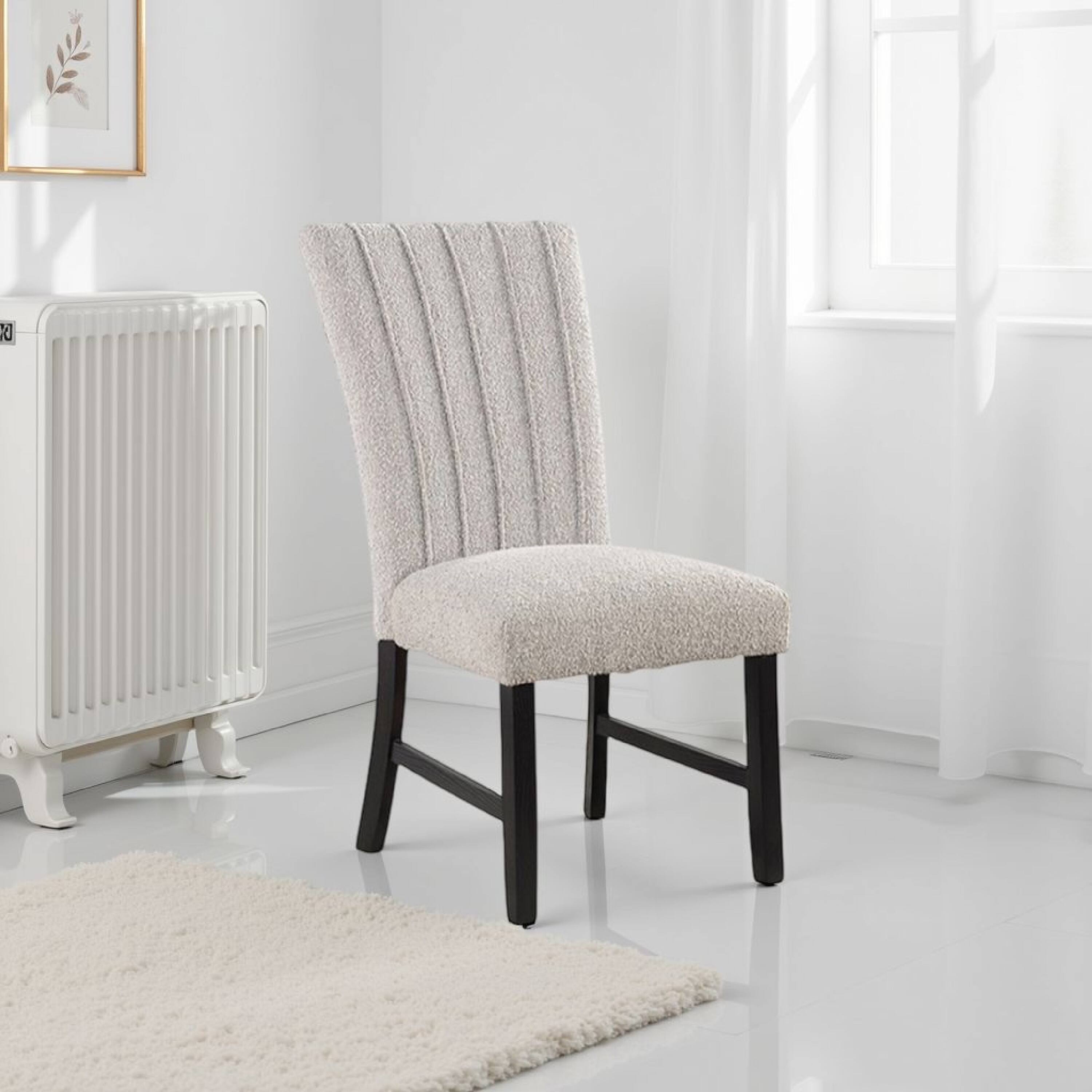 Alt View 5. Manhattan Lane - Reo Dining Side Chair Set of 2, Vertical Tufted Gray Boucle - Gray, Black.
