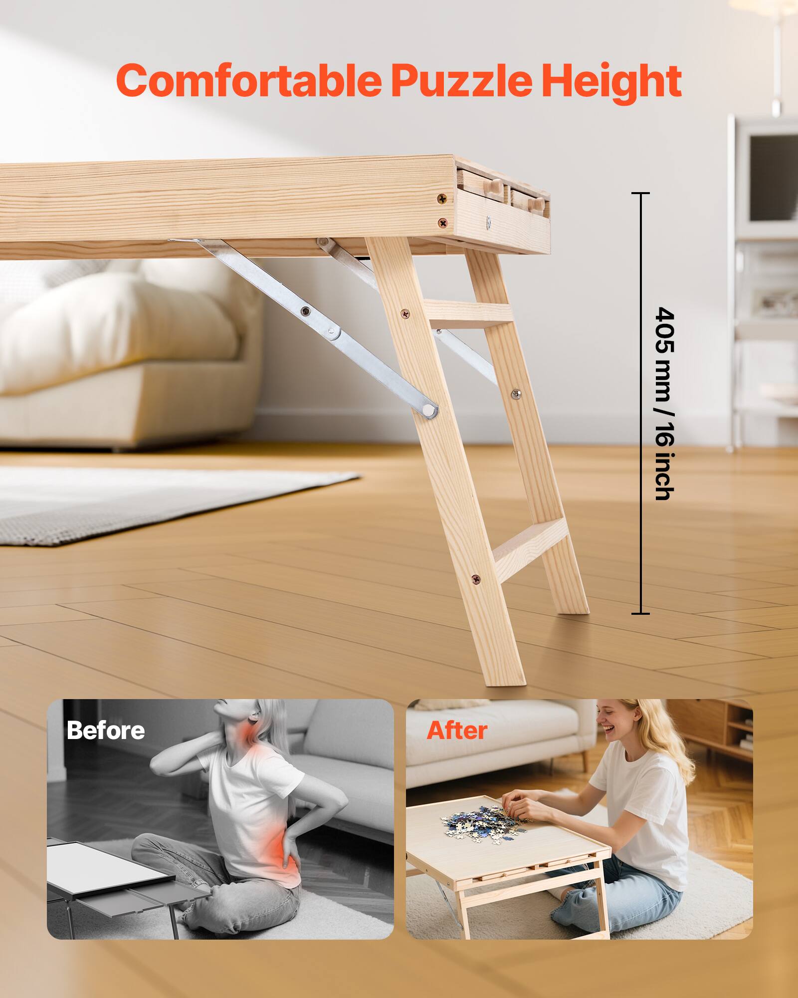 VEVOR 1500 Piece Puzzle Table with Folding Legs, 4 Drawers and