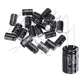Unique Bargains - 470uF 63V 13x20mm Electrolytic Capacitor, 105C High Temp Radial Leads, for TVs/LCDs/VCD, 24pcs - Black