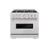 Front. ZLINE - 36” Classic Gas Range with 6 Burner Cooktop and Convection Oven (CGR36) - Stainless Steel.