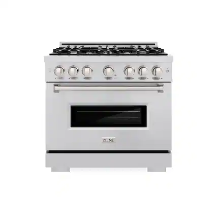 Front. ZLINE - 36” Classic Gas Range w/ 6 Burner Cooktop & Convection Oven in Stainless Steel (CGR36) - Stainless Steel.