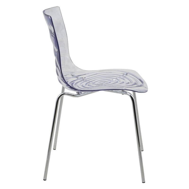 LeisureMod - Astor Modern Plastic Side Dining Chair with Ripple Design and Chrome Metal Legs Accent Side Chair for Home or Office