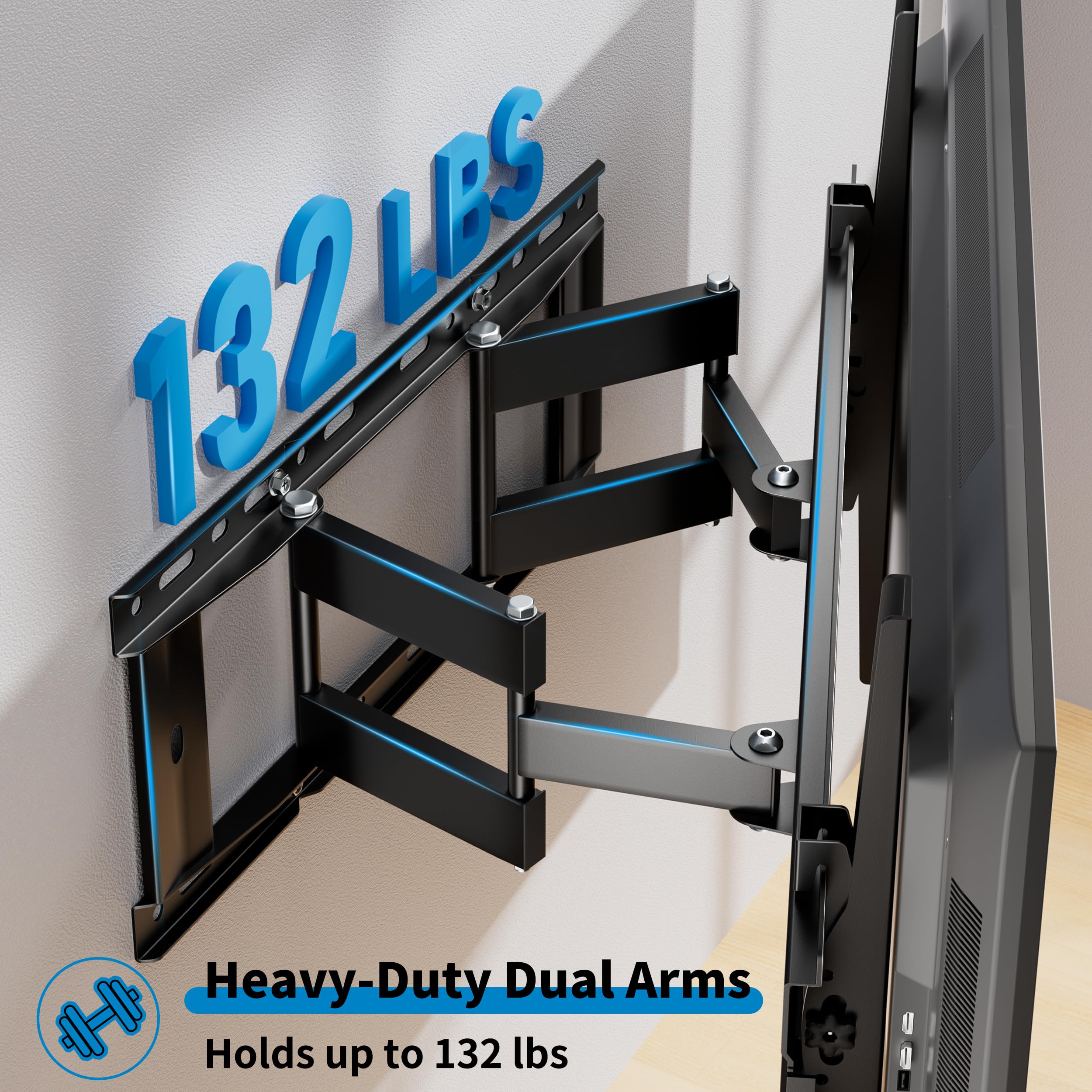 132 LBS  
Heavy-Duty Dual Arms  
Holds up to 132 lbs