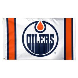 WinCraft - Edmonton Oilers 3' x 5' Vertical Stripe Deluxe Single-Sided Flag - White