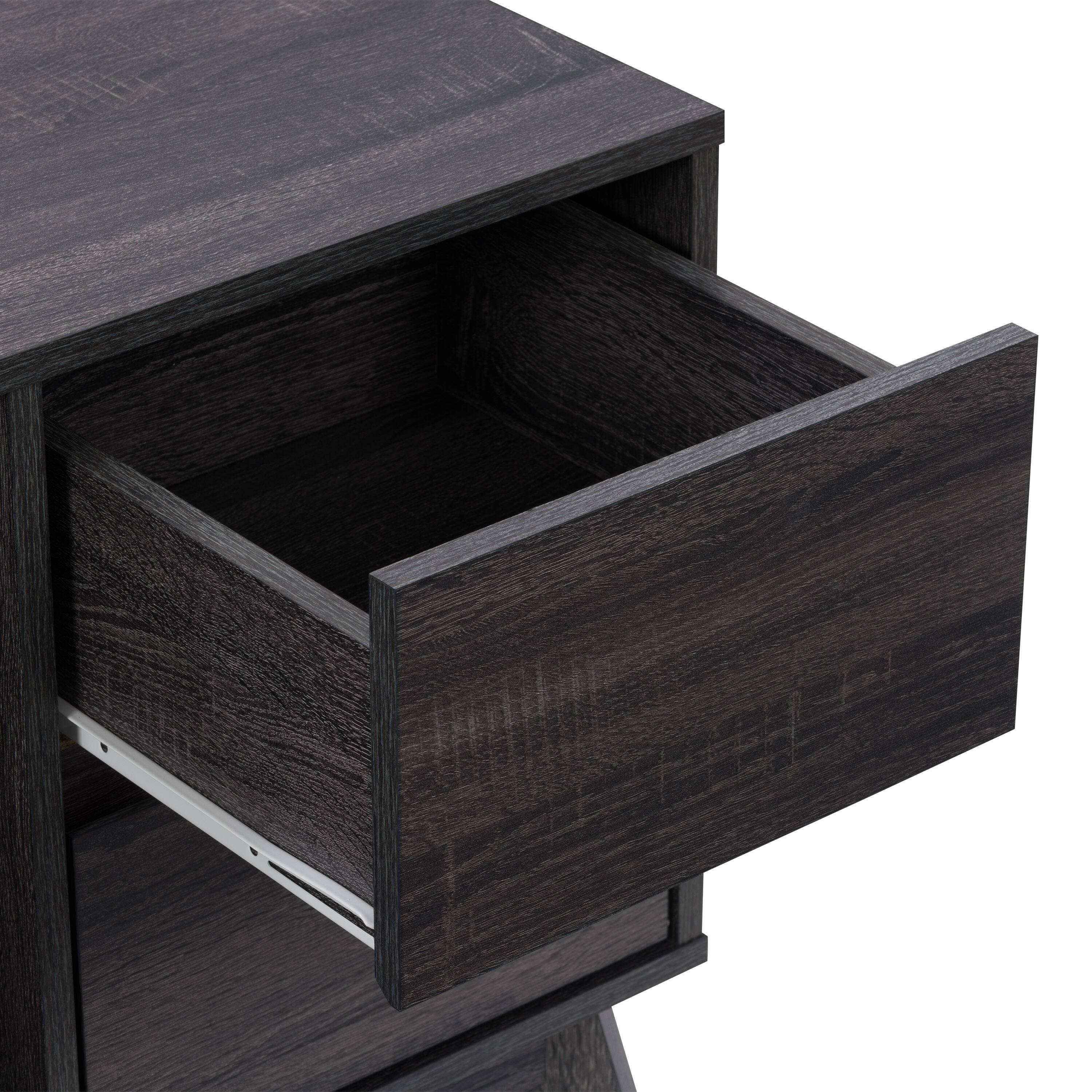 Alt View 13. CorLiving - Hollywood Wood Grain TV Stand with Drawers for Most TVs up to 55" - Dark Grey.