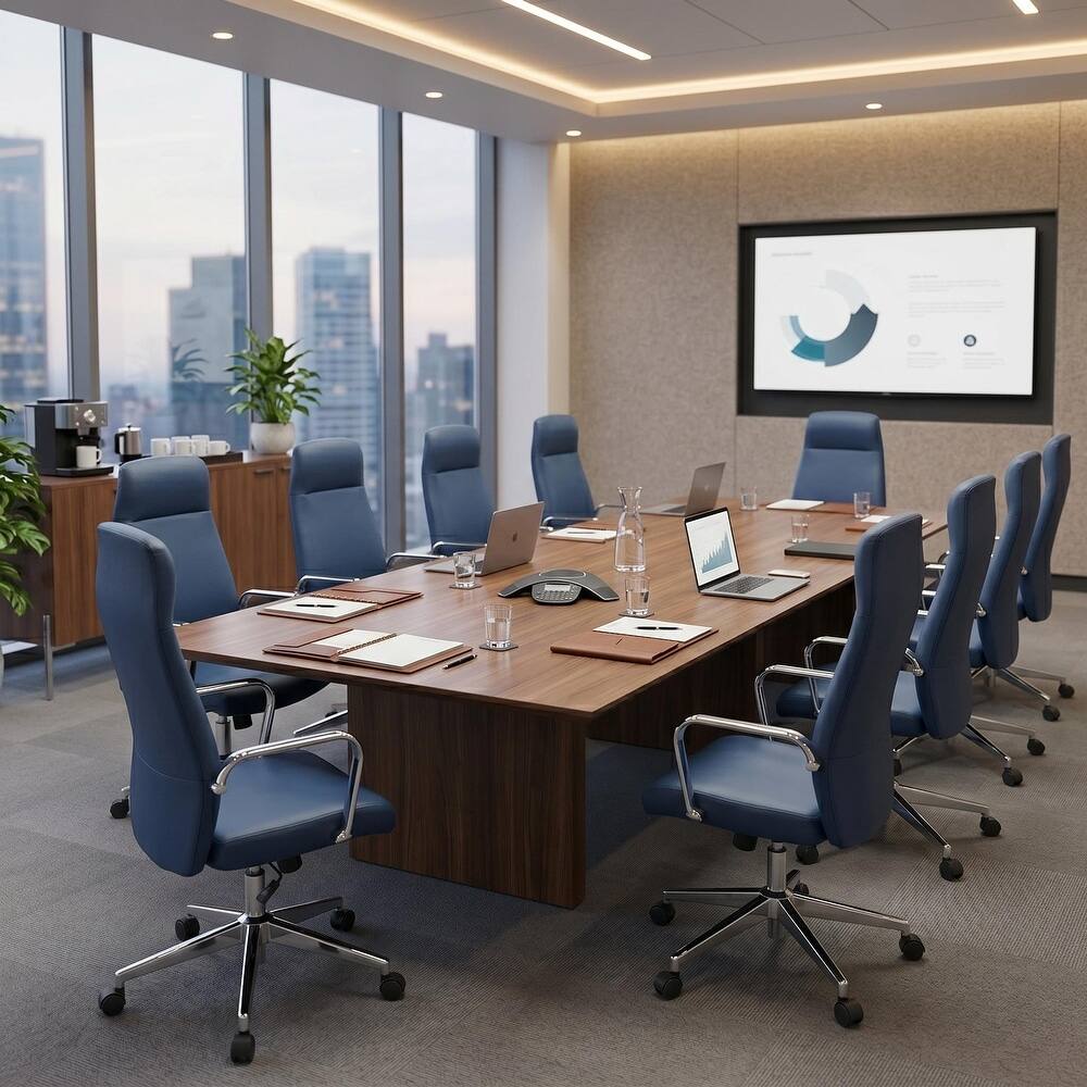 Back. LeisureMod - Flux Series Modern Ergonomic Executive Office Chair, Swivel Desk Computer Chair with Wheels for Home Office - Blue.