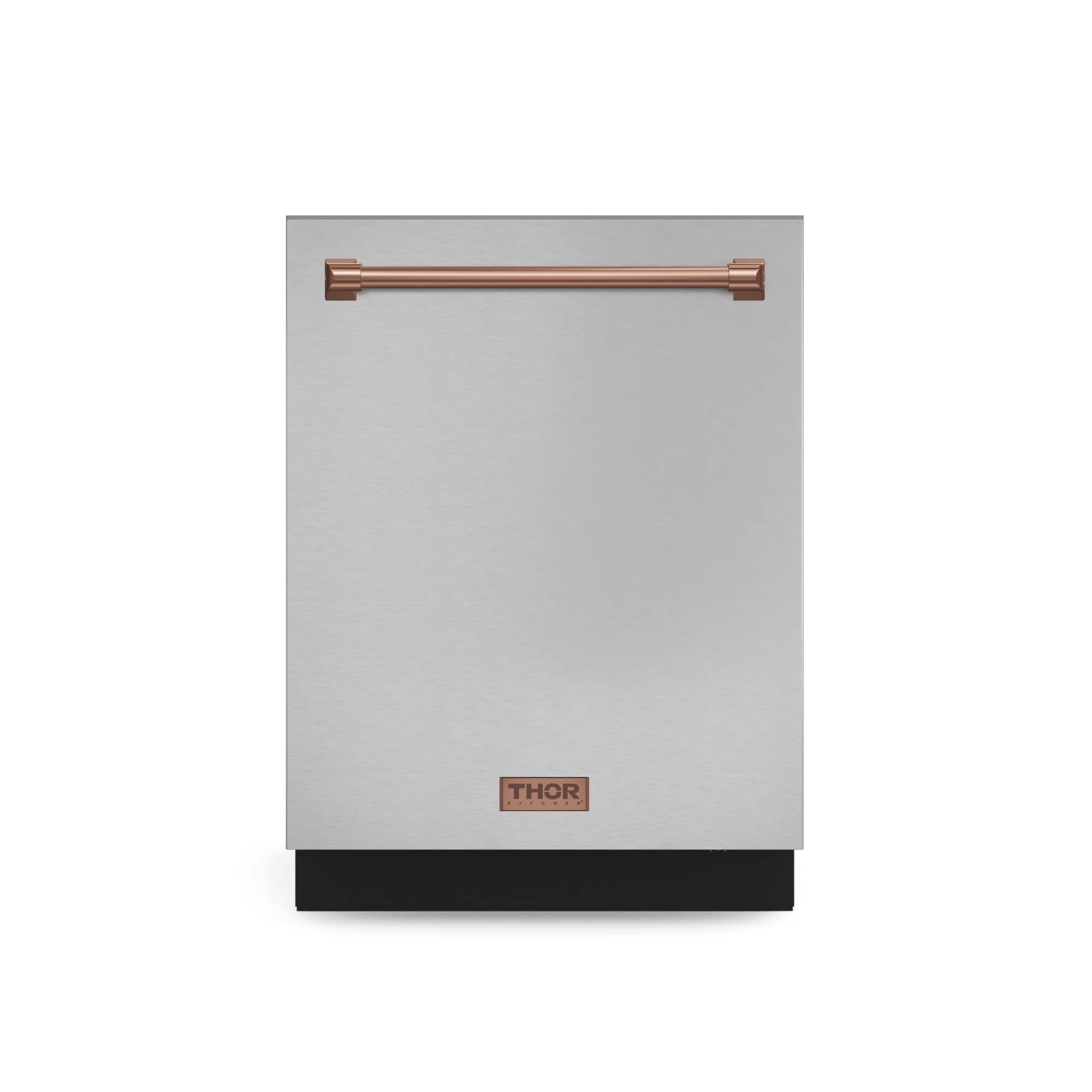 Front. Thor Kitchen - Gordon Ramsay Series by THOR Kitchen 24 Inch Dishwasher with Rose Gold Hardware - Stainless Steel.