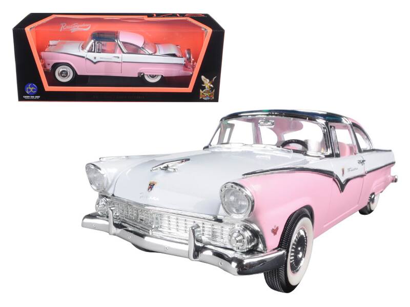 1955 Ford Crown Victoria 1/18 Diecast Model Car by Road Signature - Pink