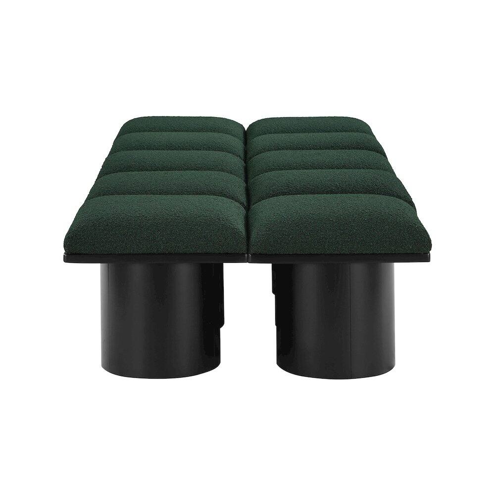 Left. Meridian Furniture - Pavilion Green Boucle Fabric Bench - Green Boucle Fabric.