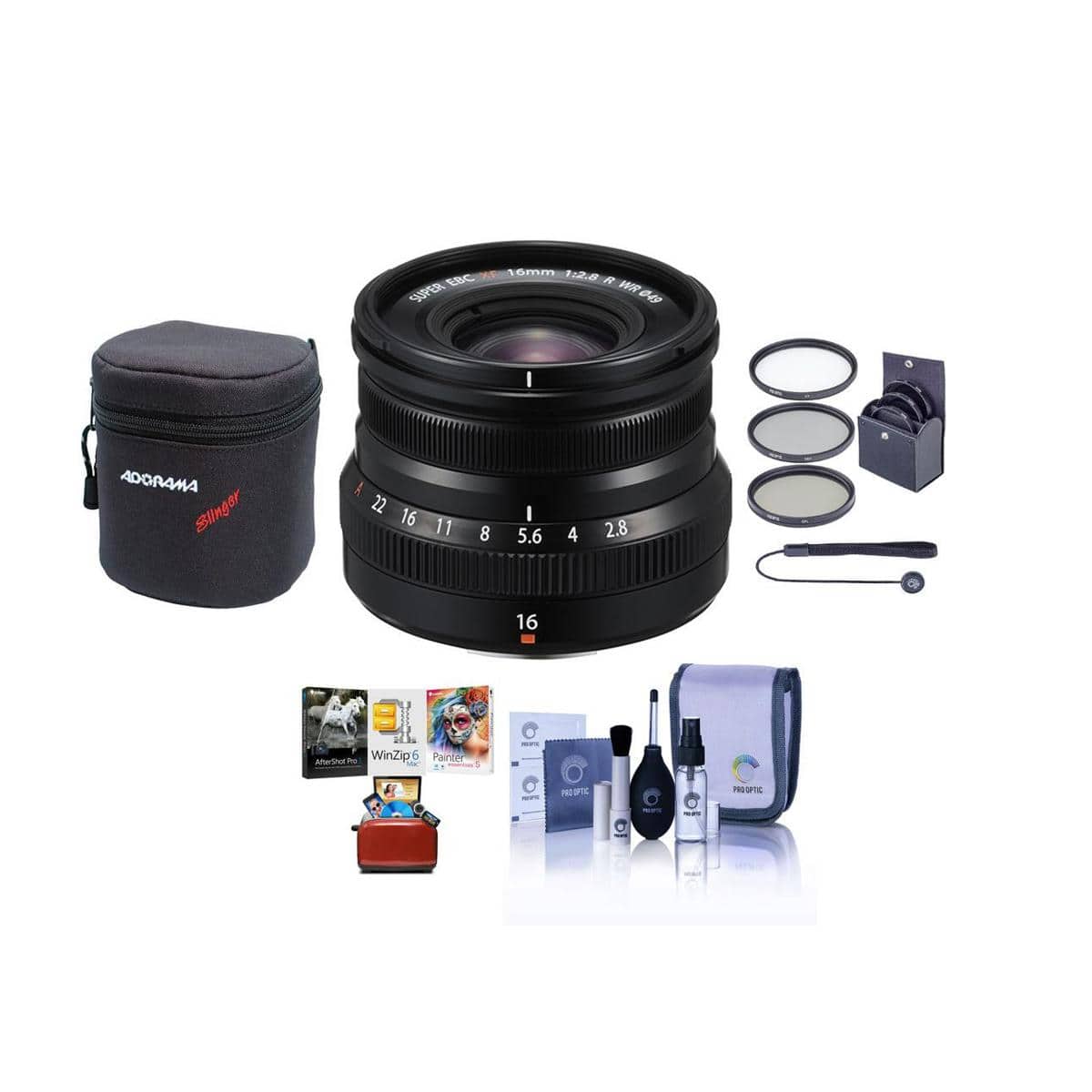 Bundle - Fujifilm - XF 16mm f/2.8 R WR Lens, with Free Mac Software Accessories Kit