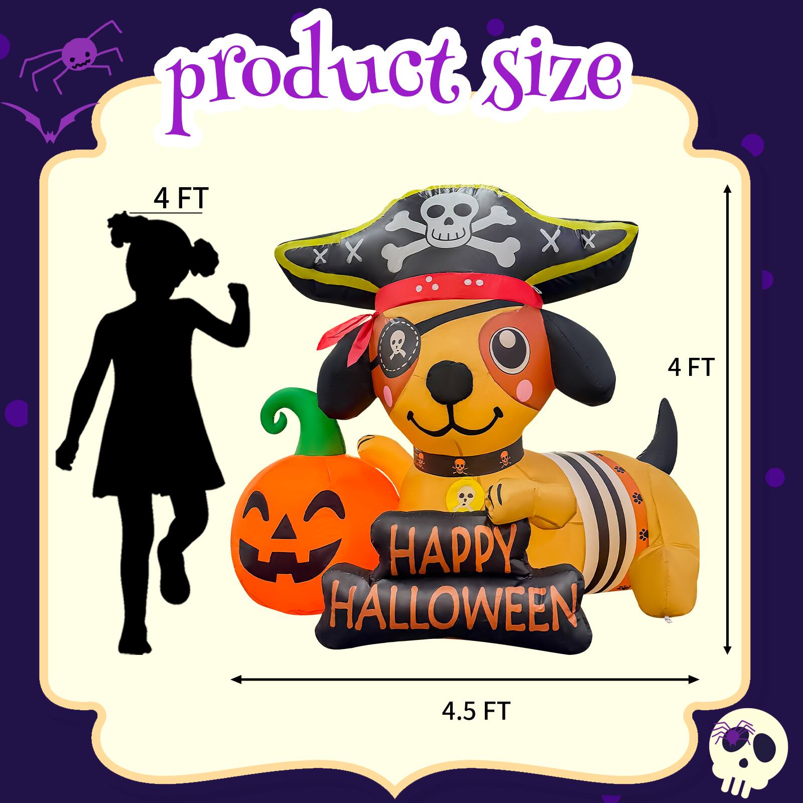 product Size 4 FT x 4 FT x 4.5 FT HAPPY HALLOWEEN