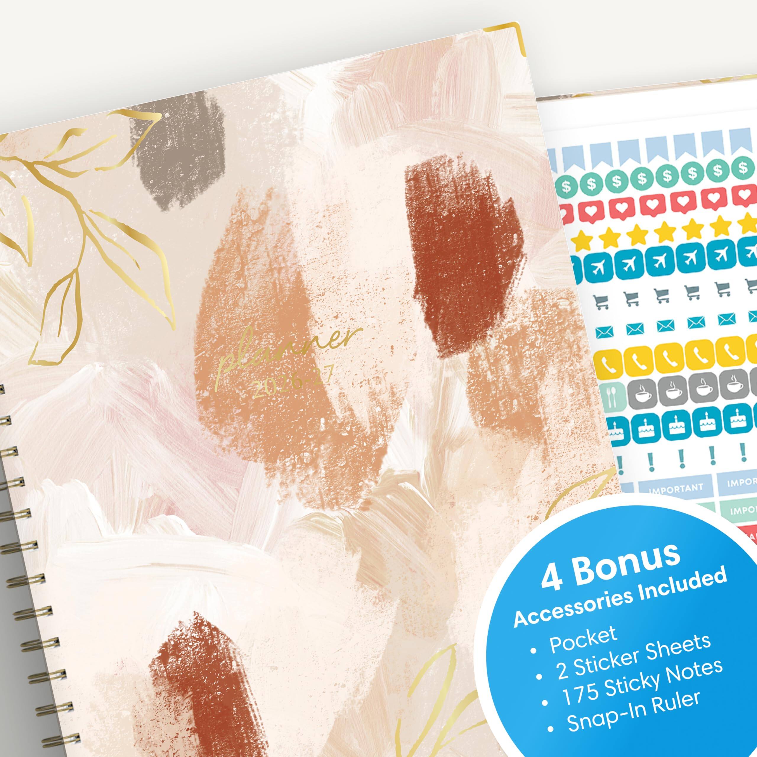 4 Bonus Accessories Included
- Pocket
- 2 Sticker Sheets
- 175 Sticky Notes
- Snap-In Ruler