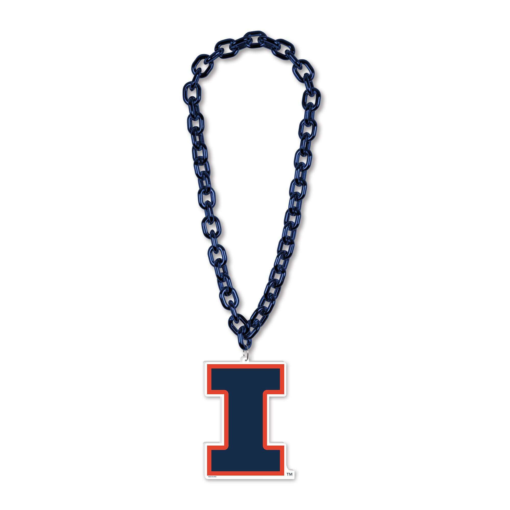 Front. WinCraft - Illinois Fighting Illini Big Chain Logo Necklace - Multicolor.