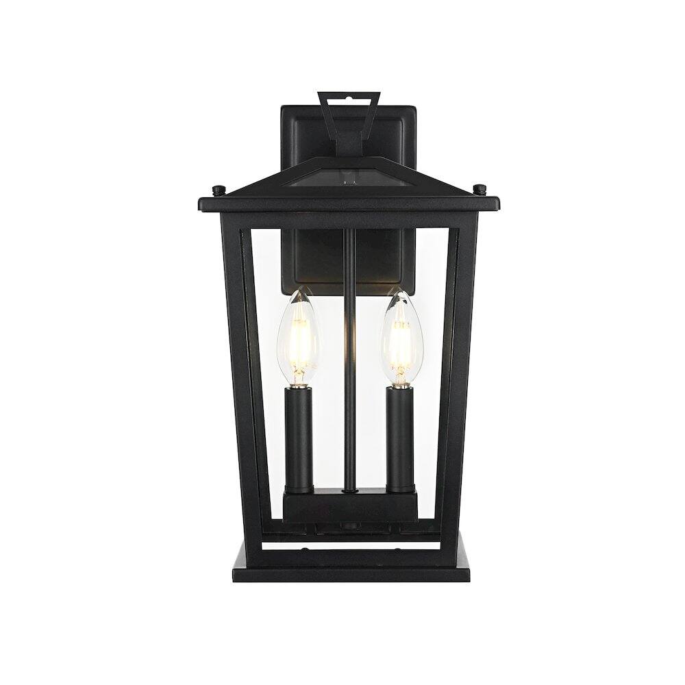Back. Elegant Lighting - Berks 7 inch Outdoor Pendant in Black - Black.