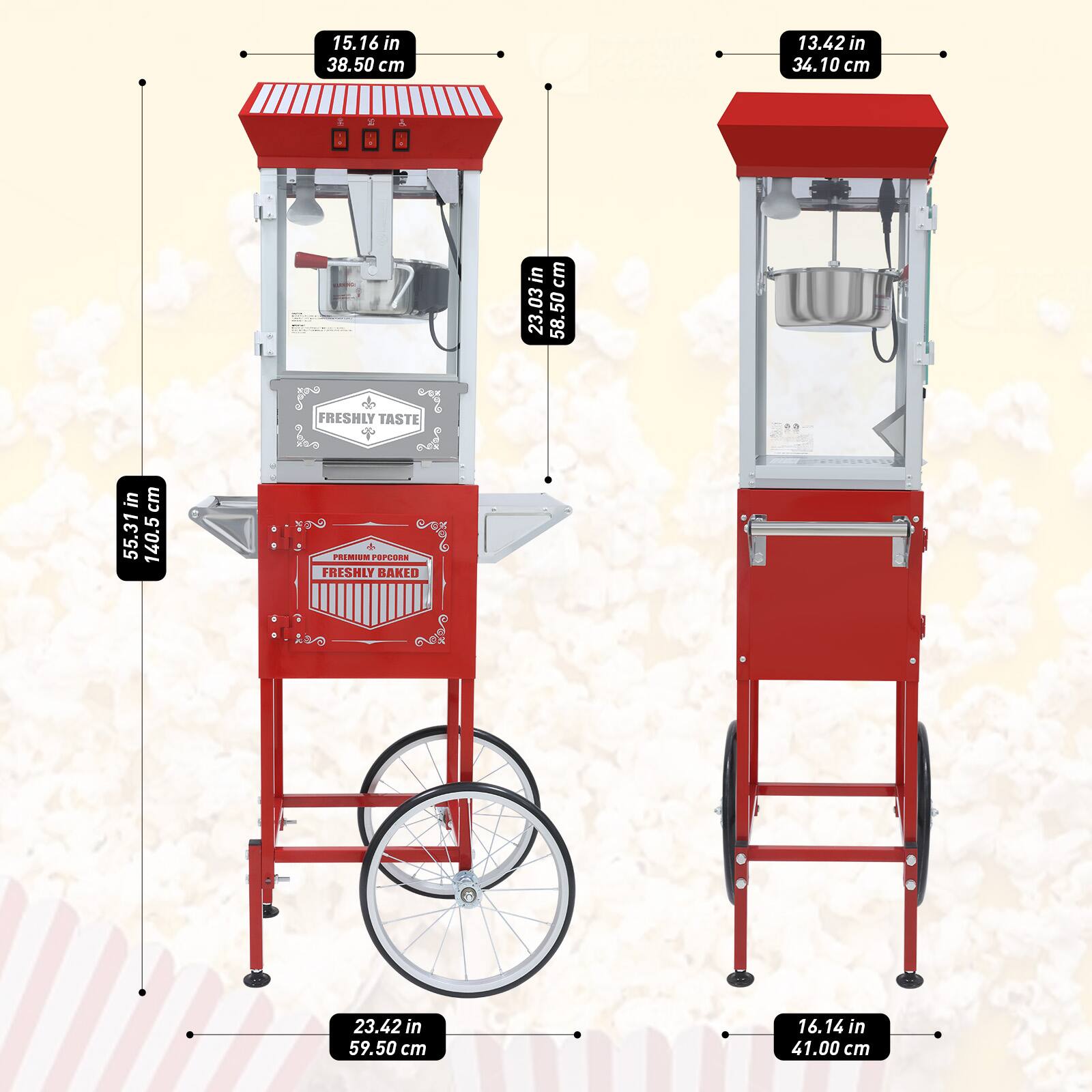 15.16 in 38.50 cm  
13.42 in 34.10 cm  
23.03 in 58.50 cm  
55.31 in 140.5 cm  
23.42 in 59.50 cm  
16.14 in 41.00 cm