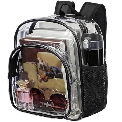 Front. Stamp n Camp - Clear Backpack Stadium Approved 12x12x6 Small For Concert Work Festival Security - Black.
