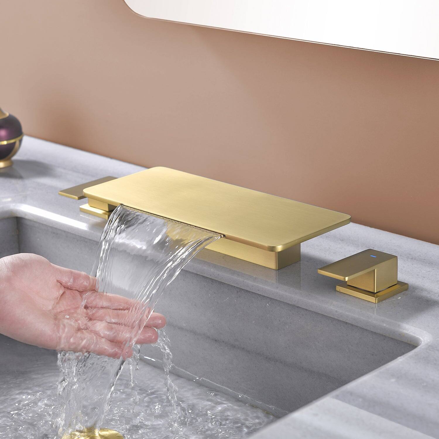 Alt View 3. Boyel Living - Brushed Gold Faucet SUS304 Waterfall Spout cUPC Quick Connect Temporary Shelf - Brushed Gold.