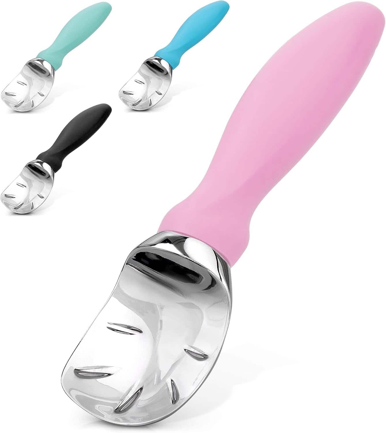 Front. Zulay Kitchen - Zulay Kitchen Ice Cream Scoop With Soft Easy Grip Handle - Ice Cream Scooper With Built-in Lid Opener - Pink.