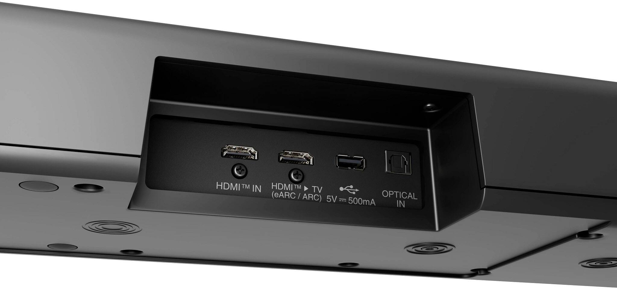 The text on the image reads: "HDMI TM IN HDMI TM TV (eARC / ARC) 5V OPTICAL -.E 500mA IN." This text describes the features of the electronic device, which include HDMI input and output, eARC (enhanced audio return channel) and ARC (audio return channel) capabilities, and a 5V optical input. The device is designed to support high-definition video and audio, making it suitable for use with modern HDMI-compatible TVs and other electronic devices.