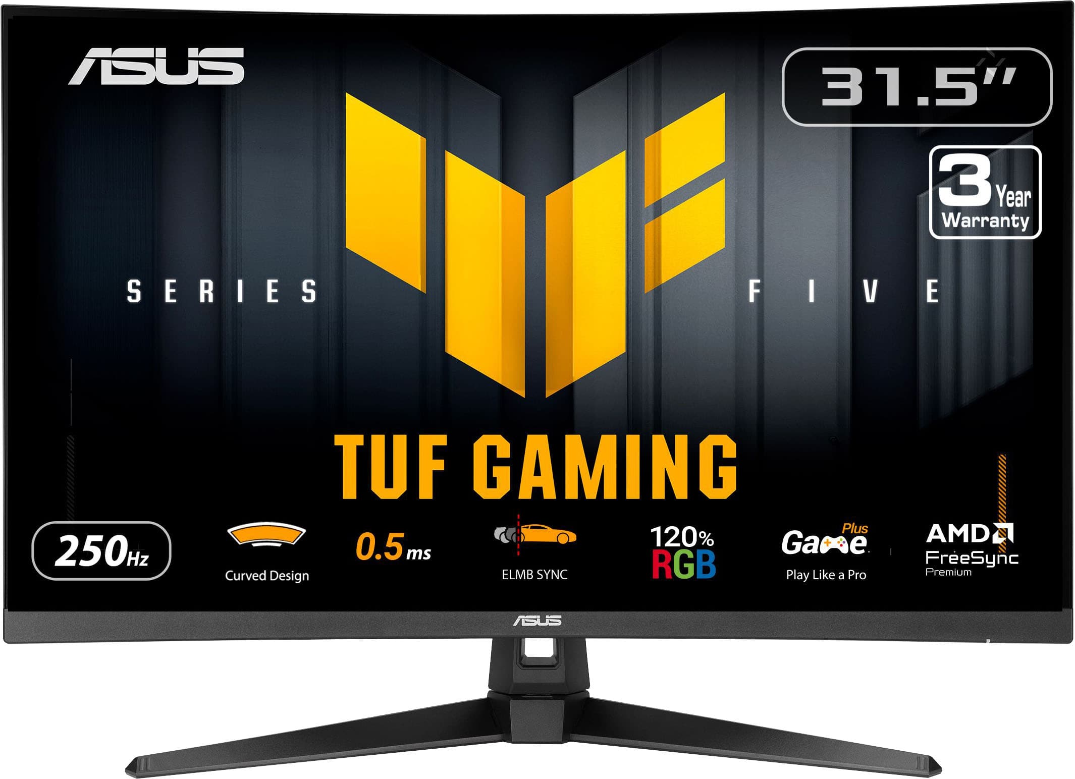 ASUS - TUF Gaming 32" FHD VA 250Hz 0.5ms Curved Gaming Monitor with FreeSync Premium and HDR (DisplayPort, HDMI) - Black - Front_Zoom