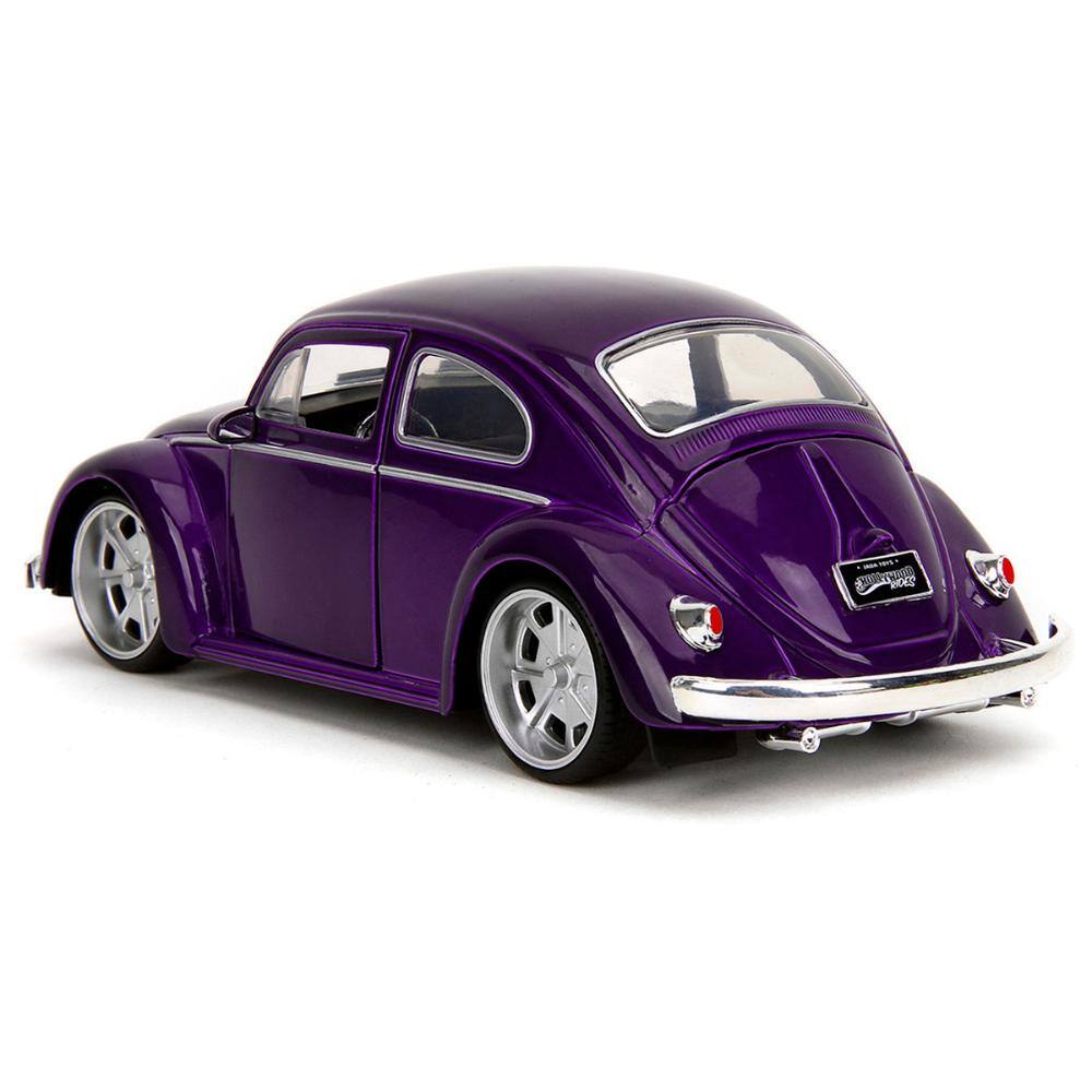 Alt View 1. Jada - Volkswagen Beetle Purple Metallic w/ Wednesday Addams Figure – Wednesday (2022) Hollywood Rides 1/24 - Purple Metallic.