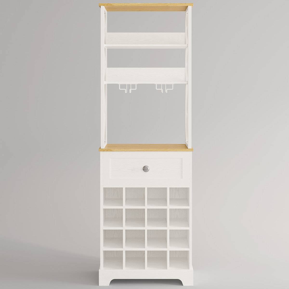 Left. SlickBlue - Wine Bottle and Glass Rack Cabinet for Home Bar Storage - White.