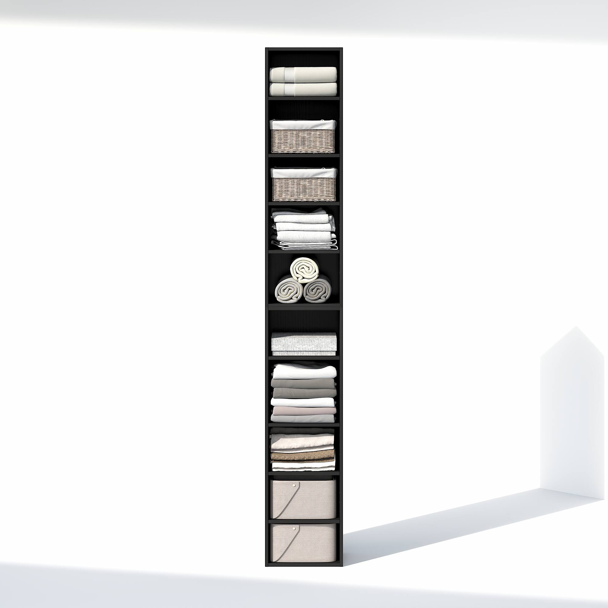 Alt View 4. Furinno - PASIR Closet Organizers and Storage, Adjustable Storage Organizer, Stackable Closet Storage, 12-In, for Closet, Bedroom - Blackwood.