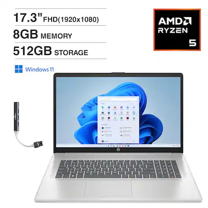17.3" FHD (1920x1080)
8GB MEMORY
512GB STORAGE
AMD RYZEN 5
Windows 11