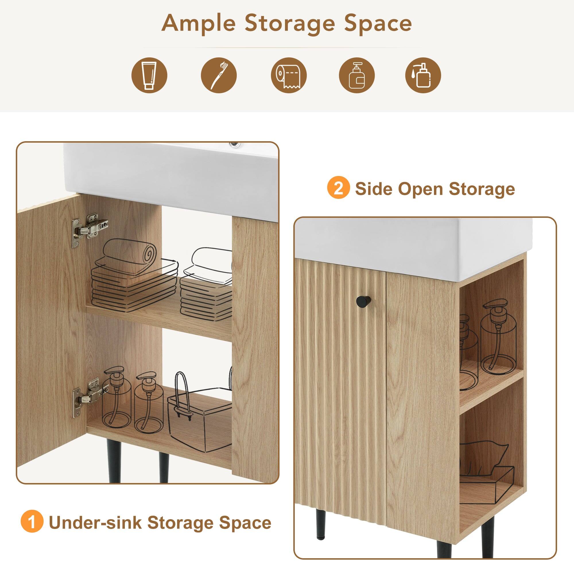 Ample Storage Space

1. Under-sink Storage Space

2. Side Open Storage