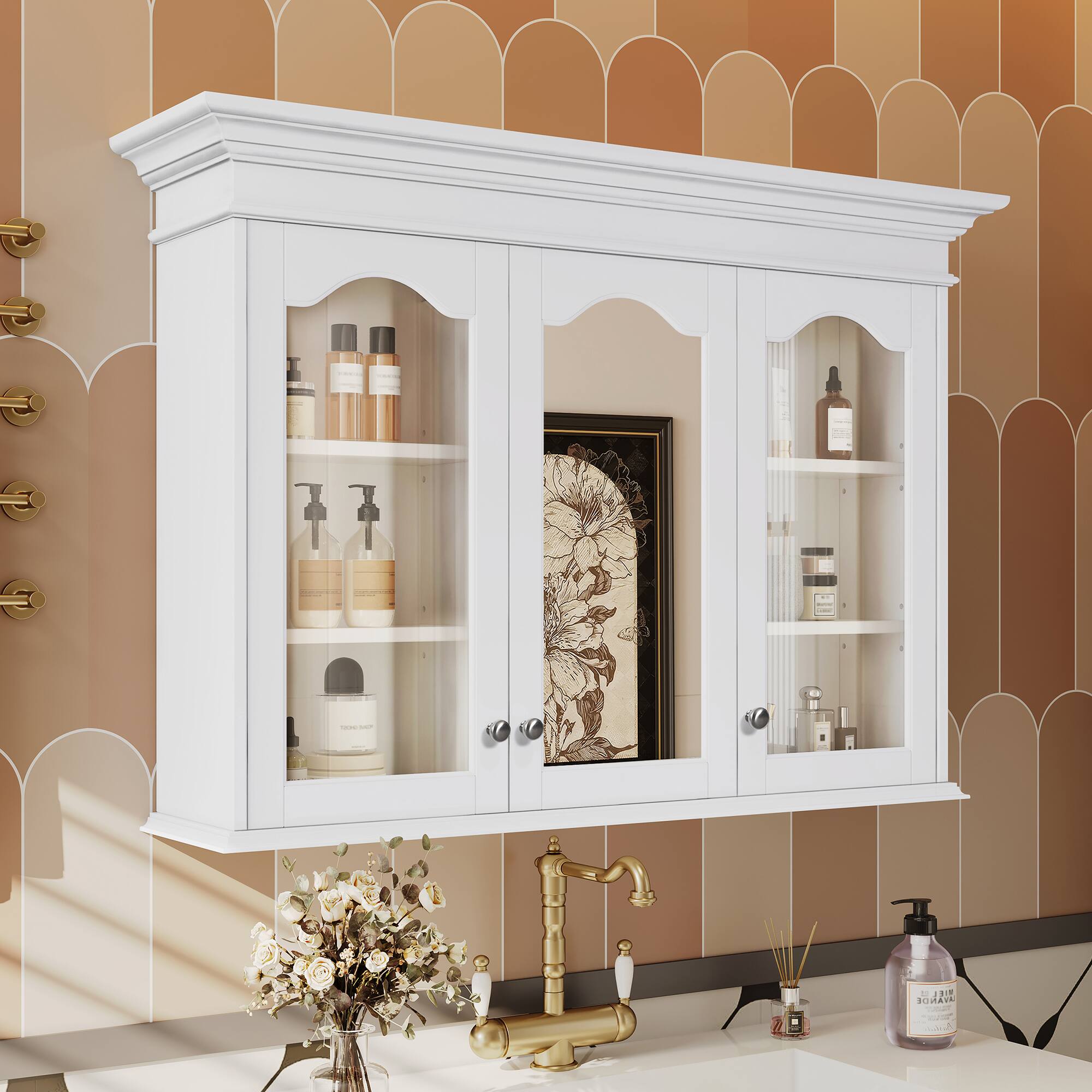 Alt View 1. APRILSOUL - 40 inch Medicine Cabinet with Mirror Bathroom Storage Cabinet with Mirror - White.