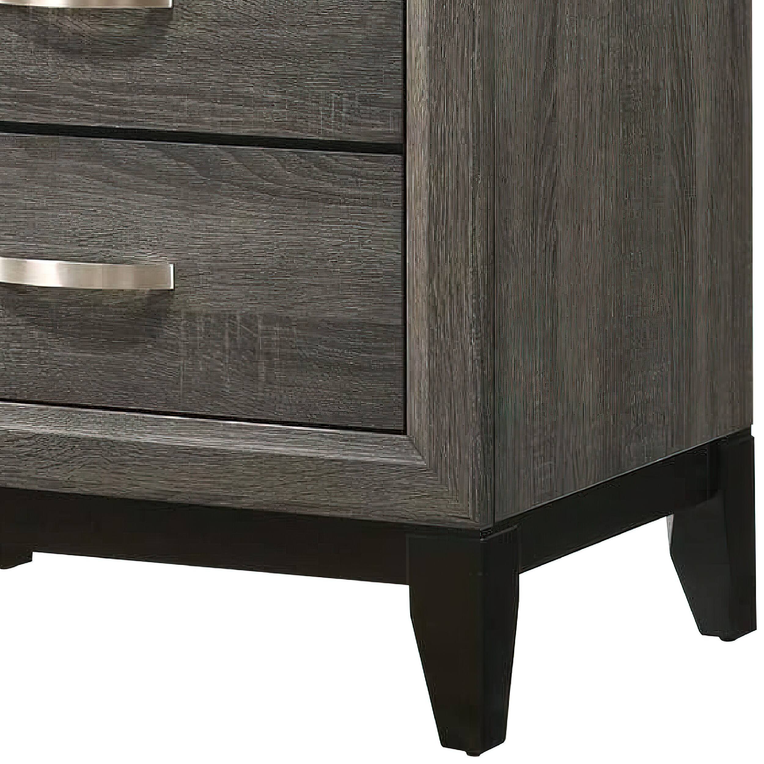 Back. Manhattan Lane - Mazie 25 Inch Modern 2 Drawer Nightstand, Metal Handle,  Foil Finish - Gray.