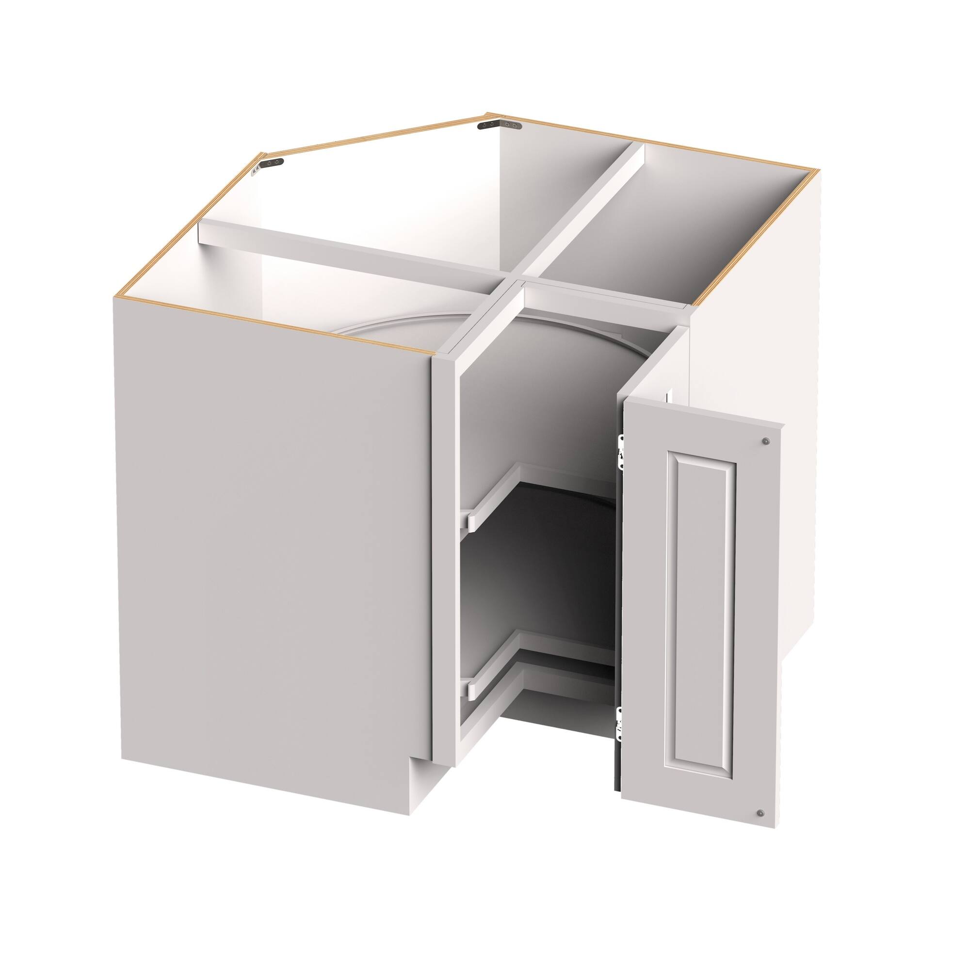 Angle. Boyel Living - 36-in W x 34.5-in H x 24-in D Shaker RTA Kitchen Lazy Susan Corner Base Cabinet with Soft-Close - White Shaker.