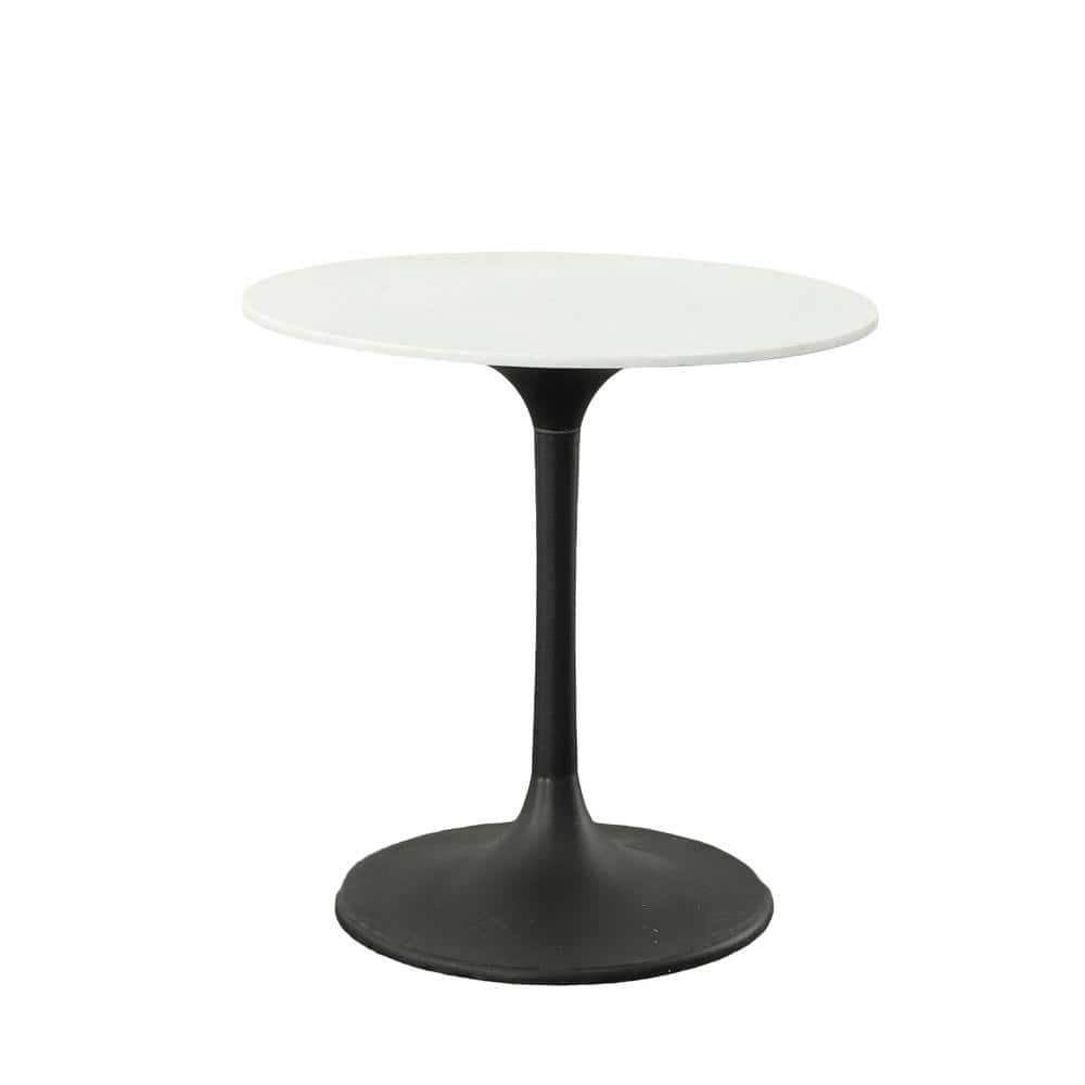 Carolina Chair & Table - Enzo 30" Round Marble Top Dining Table - Top - Black Base - White