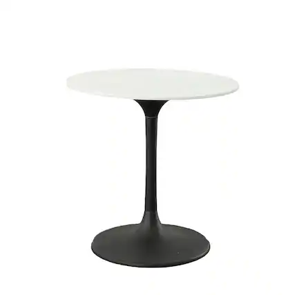 Front. Carolina Chair & Table - Enzo 30" Round Marble Top Dining Table - White Top - Black Base - White.