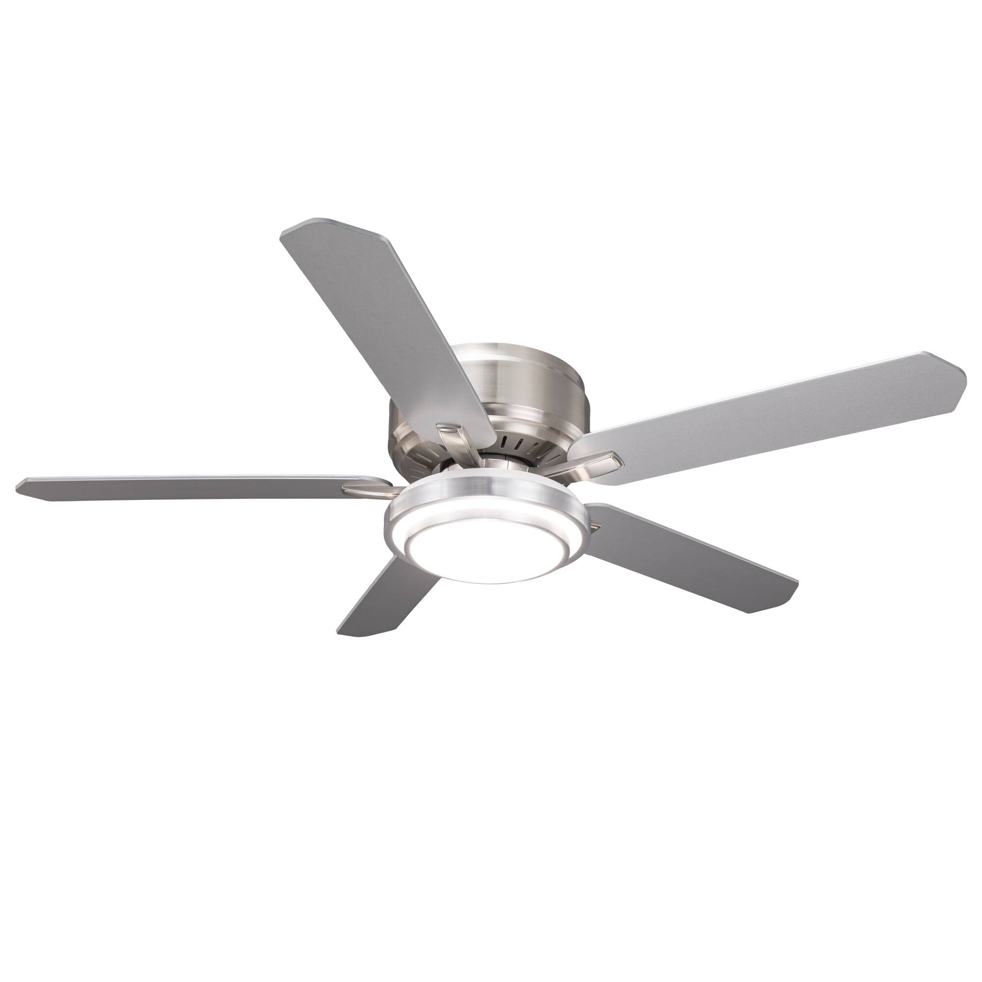 Alt View 8. Vaczon - 52" Modern Reversible Blades Smart Flush Mount LED Ceiling Fan with Remote and App Control - Nickel.