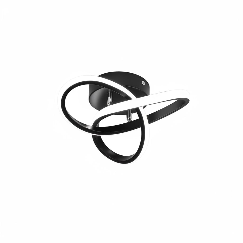 Front. FINEAK - 4.7" Black 24W Dimmable LED Flush Mount Ceiling Light with Remote.