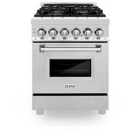 ZLINE - 24 in. Legacy Dual Fuel Range w/ 4 Burner Cooktop & Electric Oven w/ Satin Steel Door (RA-SN-24) - Stainless Steel - Front_Zoom